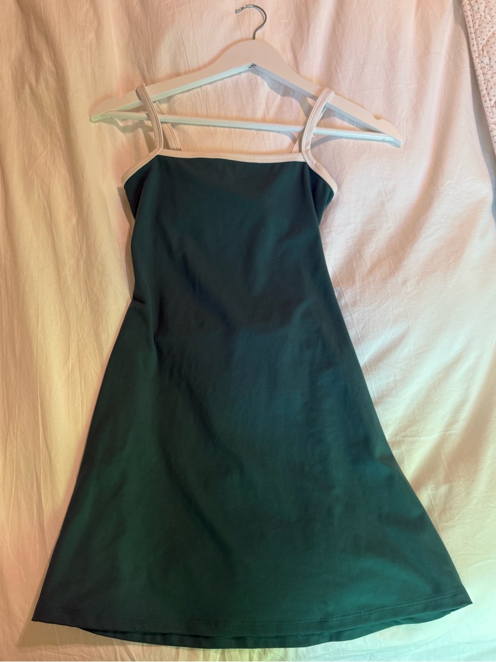 all in motion Dark Green Mini Dress with White Trim